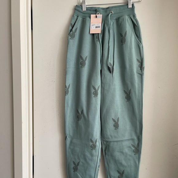 Playboy Khaki Bunny Print Oversized Joggers - Picture 6 of 6